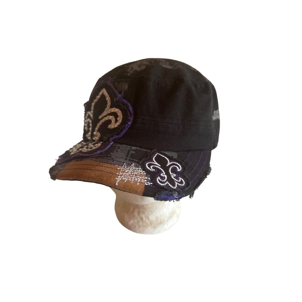 Chelona Army Cadet Patrol Hat Cap Black Las Vegas Sparkle Stretch Fit One Size